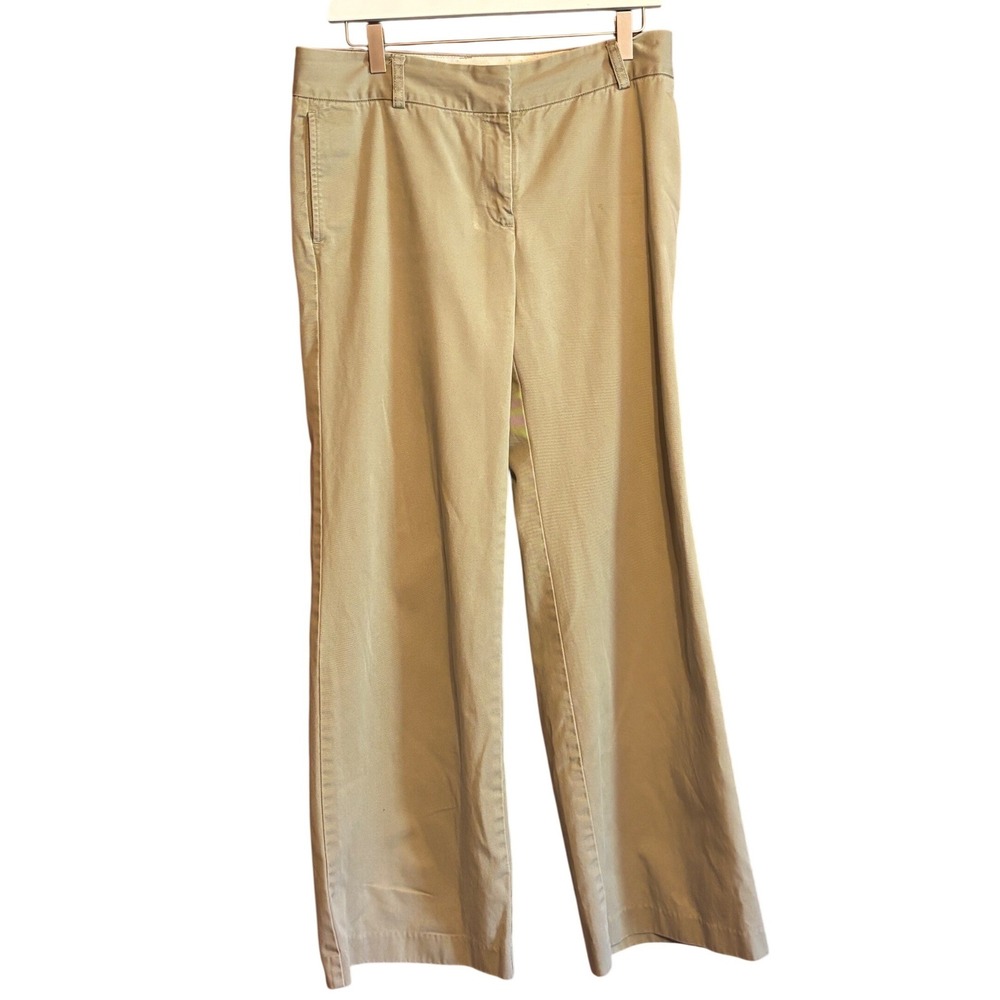 JCrew Chinos Womens 8 Khaki Cotton Twill Wide Leg Fisherman Core Neutral Coastal